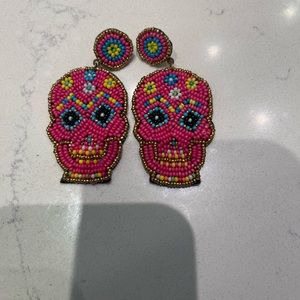 Sugar skull bead earrings